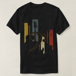 Retro Bass Clef Guitar Design T-Shirt