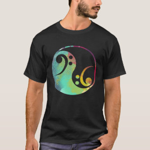 Retro Bass Clef Yin and Yang Bass Guitar Player Gu T-Shirt