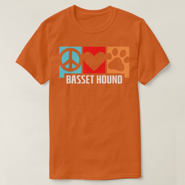 Retro Basset Hound Gift Dog Paw Animal Lover Peace T-Shirt (Design Front)