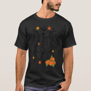 Retro Bat Pumpkin Dancing Skeletons Halloween T-Shirt