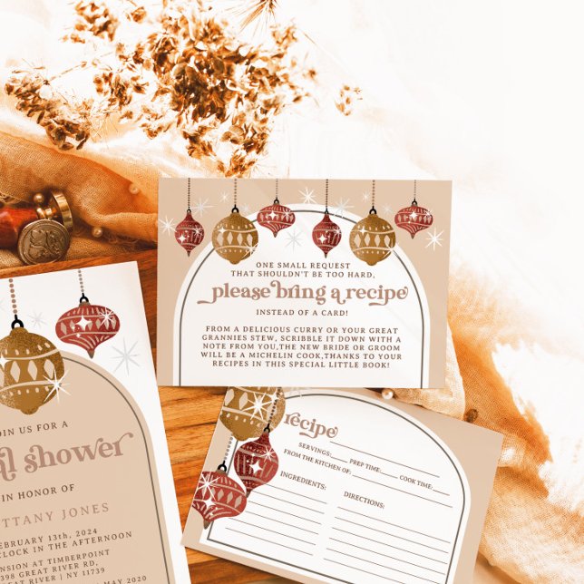Retro Bauble Ornament Christmas Bridal Recipe  Enclosure Card (Creator Uploaded)