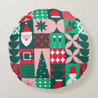 Retro Bauhaus Christmas Patchwork Red Green