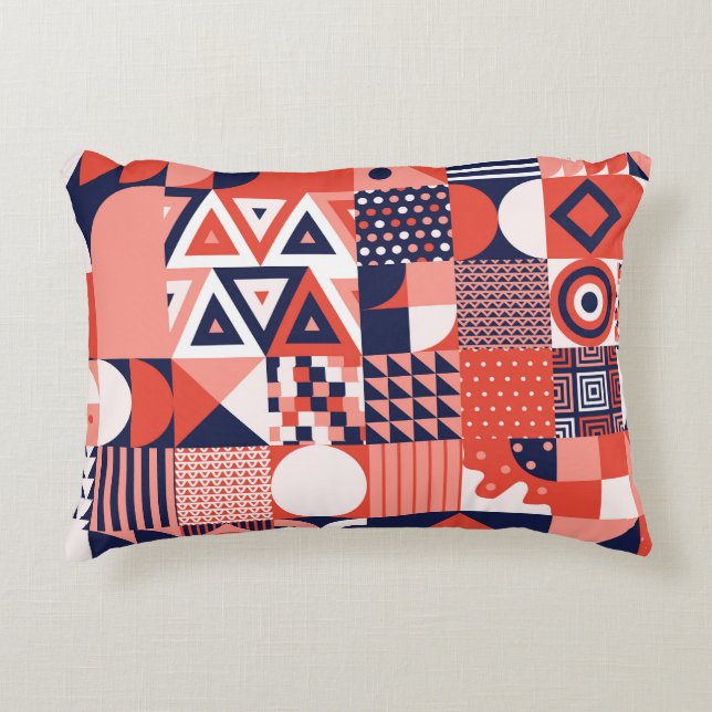 Retro Bauhaus design, colourful geometric. Decorative Cushion (Front)