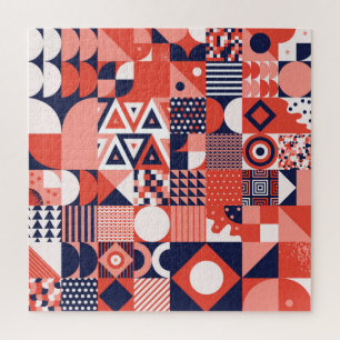 Retro Bauhaus design, colourful geometric. Jigsaw Puzzle