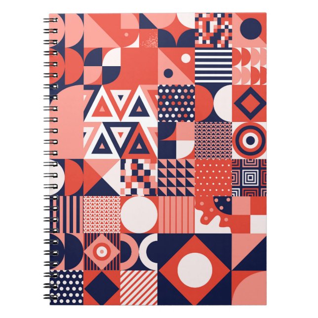 Retro Bauhaus design, colourful geometric. Notebook (Front)