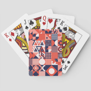 Retro Bauhaus design, colourful geometric. Playing Cards