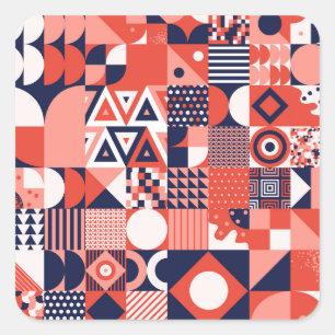 Retro Bauhaus design, colourful geometric. Square Sticker
