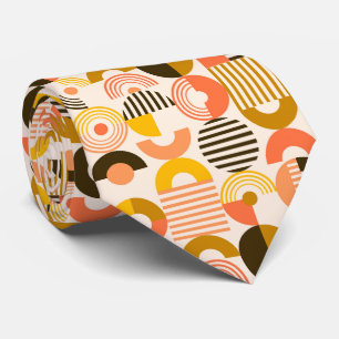 Retro Bauhaus Modern Art Circle Pattern Tie