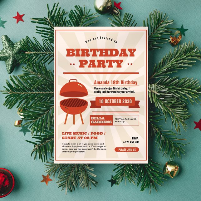 Retro BBQ Birthday Party Invitation (Creator Uploaded)