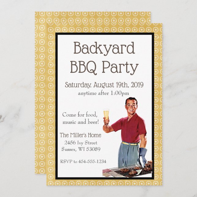 Retro BBQ Party Invitation (Front/Back)
