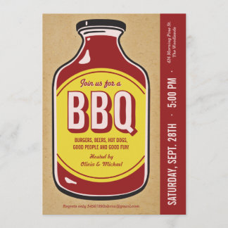 Retro BBQ Sauce Party Invitations