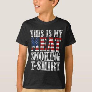 Retro Bbq Smoker Vintage Us Flag This Is My Meat S T-Shirt