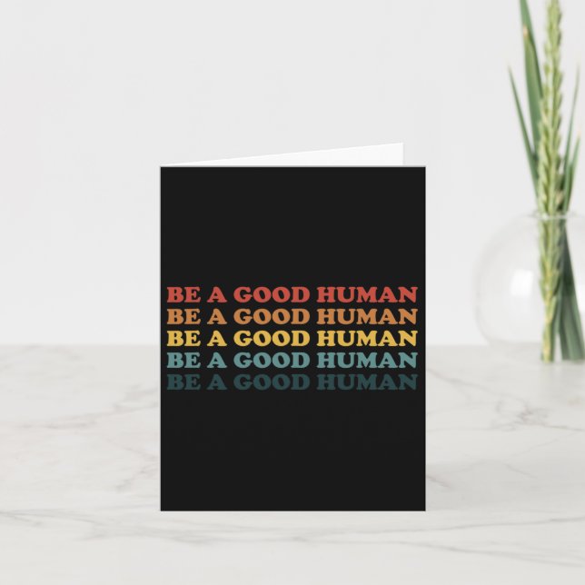 Retro Be A Good Human Kindness Saying Positive Mes Card (Front)