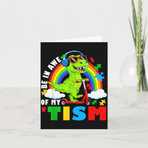 Retro Be in Awe of Tism T Rex Autism Awareness Card