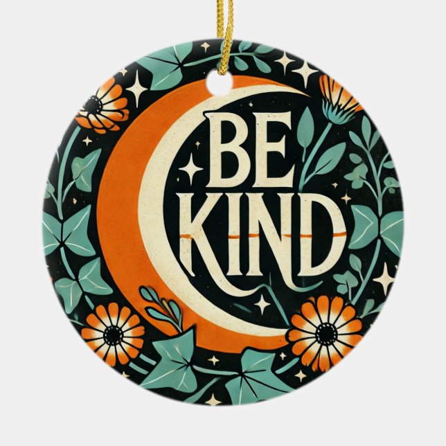 Retro Be Kind                                      Ceramic Tree Decoration (Front)