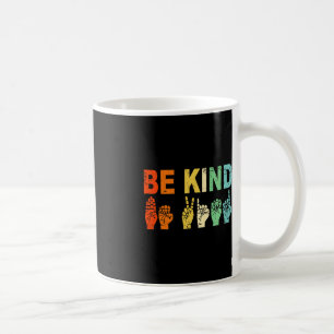 Retro Be Kind Hand Sign ASL Autism Awareness Men W Coffee Mug