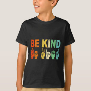 Retro Be Kind Hand Sign ASL Autism Awareness Men W T-Shirt