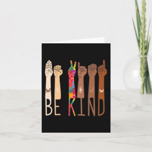Retro Be Kind Hand Sign Language ASL Puzzle Autism Card