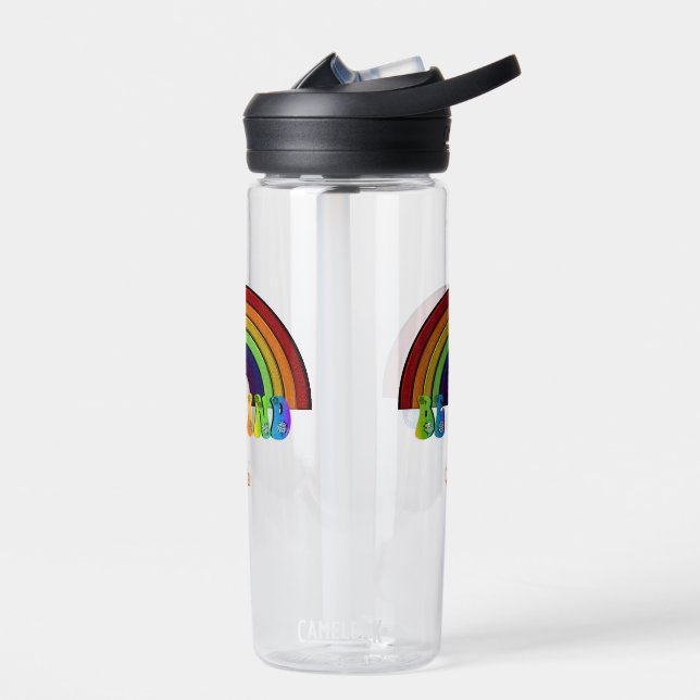 Retro Be Kind LGBTQ Rainbow Positivity  Water Bottle (Left)