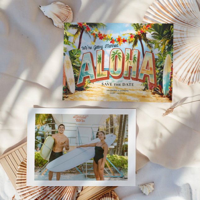 Retro Beach | Aloha Tropical Wedding Save The Date (Creator Uploaded)