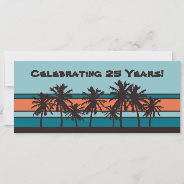 Retro Beach Anniversary Party Invitations (Front)