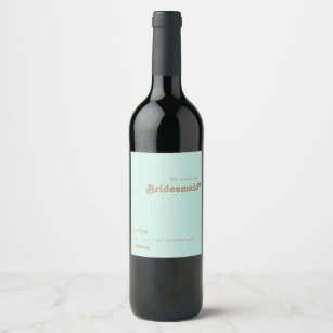 Retro Beach   Aqua Bridesmaid Proposal Wine Label