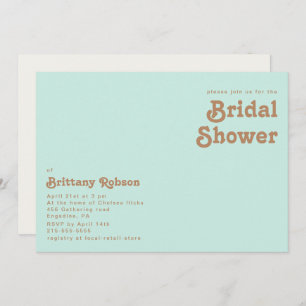 Retro Beach   Aqua Horizontal Bridal Shower Invitation