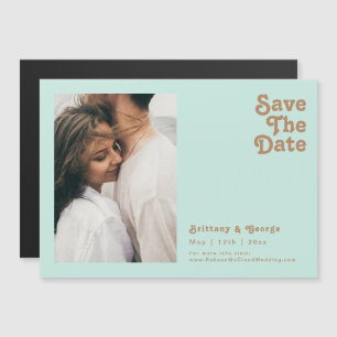 Retro Beach Aqua Horizontal Save The Date Magnetic Invitation