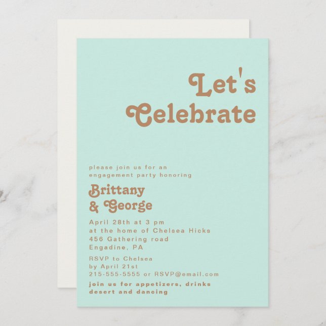 Retro Beach | Aqua Let's Celebrate Invitation (Front/Back)