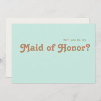 Retro Beach | Aqua Maid Of Honour Proposal Card