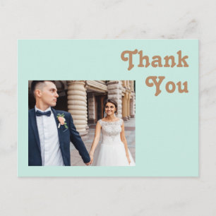 Retro Beach Aqua Photo Wedding Thank You Postcard