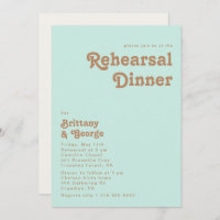 Retro Beach | Aqua Rehearsal Dinner Invitation