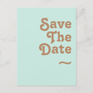 Retro Beach   Aqua Save The Date Postcard