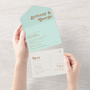 Retro Beach   Aqua Seal and Send All In One Invitation