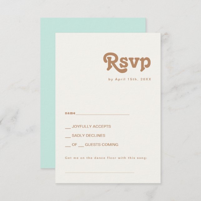 Retro Beach | Aqua Song Request RSVP Card (Front/Back)