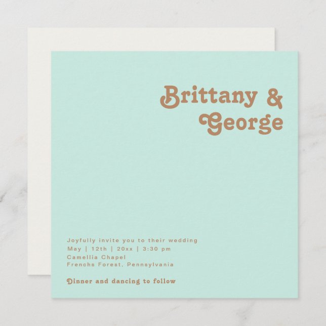 Retro Beach | Aqua Square Wedding Invitation (Front/Back)