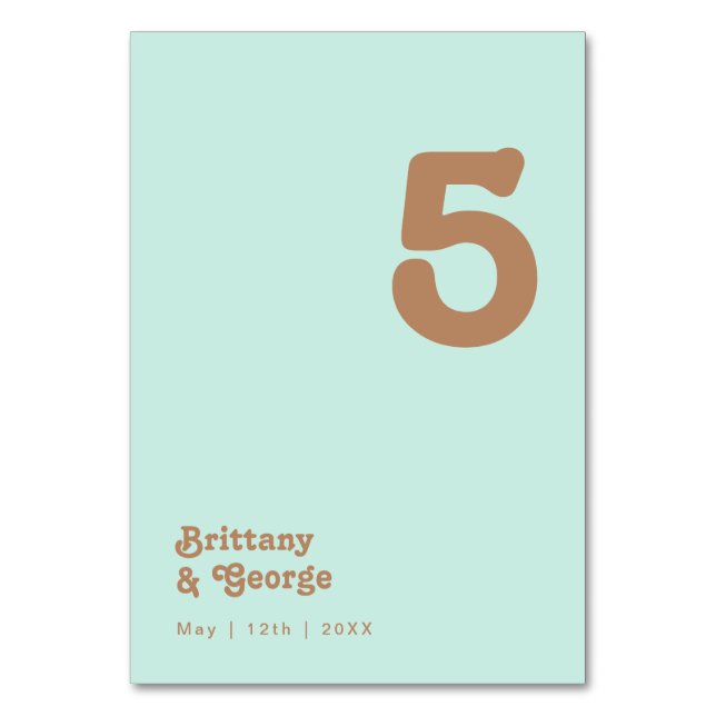 Retro Beach | Aqua Table Number (Front)