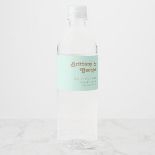Retro Beach Aqua Water Bottle Label