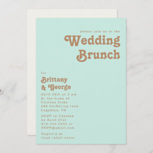 Retro Beach   Aqua Wedding Brunch Invitation