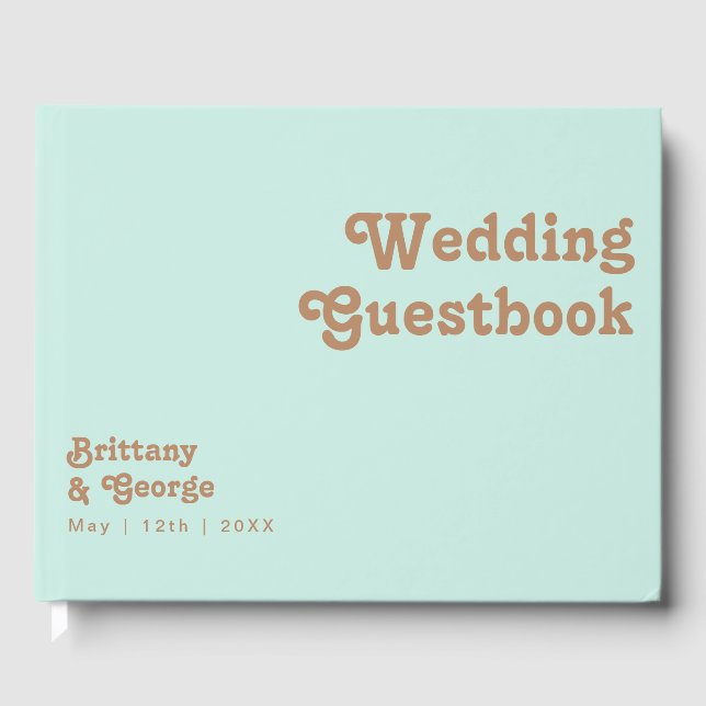 Retro Beach | Aqua Wedding Guestbook (Front)