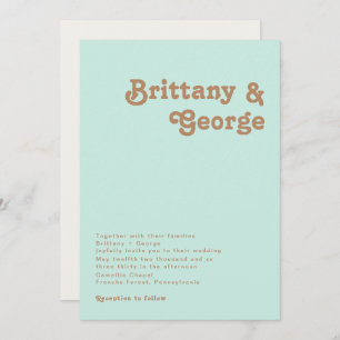 Retro Beach   Aqua Wedding Invitation