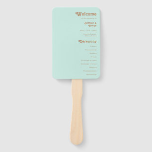 Retro Beach Aqua Wedding Program Hand Fan