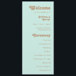 Retro Beach | Aqua Wedding Program Programme<br><div class="desc">This retro beach | aqua wedding program is perfect for your simple vintage, colourful tropical boho summer wedding. Its unique bohemian mid-century font gives this design a classic minimalist groovy hippie vibe. Suppose you're looking for a design that features bright, rustic coastal ocean colours for your creative 70's destination beach...</div>