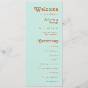 Retro Beach Aqua Wedding Program Programme