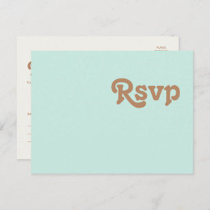 Retro Beach Aqua Wedding RSVP Postcard