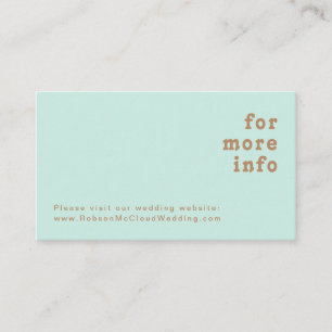 Retro Beach Aqua Wedding Website Enclosure Card