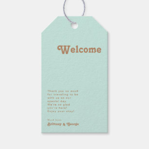 Retro Beach Aqua Wedding Welcome Gift Tags