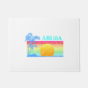 Retro Beach Aruba Sunset Doormat