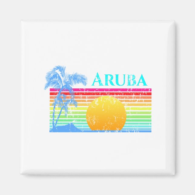 Retro Beach Aruba Sunset Magnet (Front)