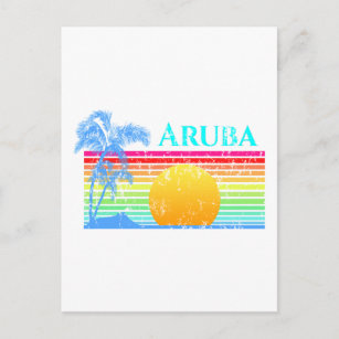 Retro Beach Aruba Sunset Postcard